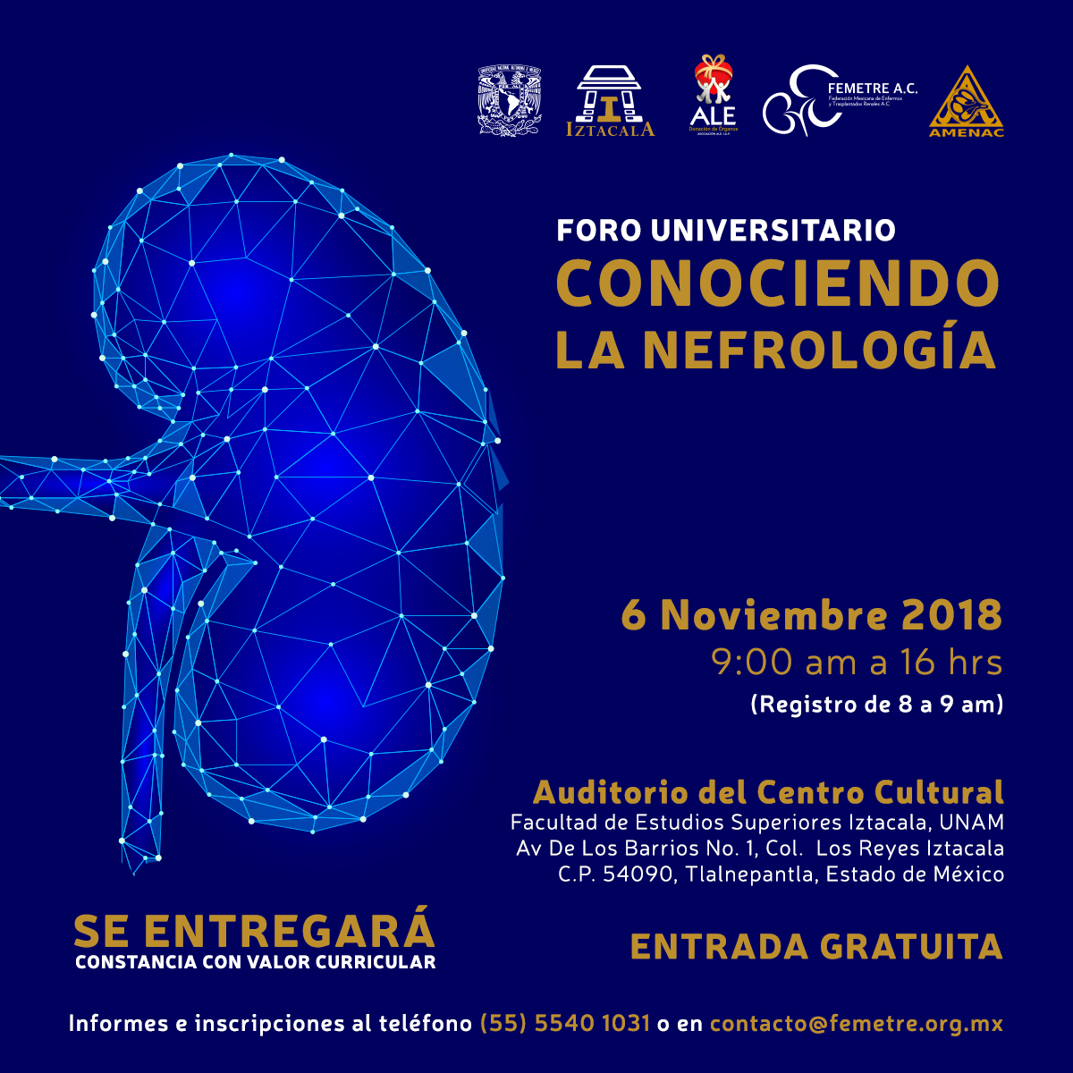 1er. Foro Universitario “Conociendo la Neurología” martes 06 de noviembre de 2018